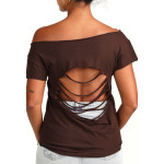 Estilo Clothing™ Maqam Cut Boat Neck T-shirt, Chocolate Brown