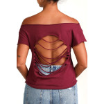 Estilo Clothing™ Esperando Montuno Fender Rhodes Piano Cut Boat Neck T-Shirt, Maroon