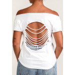 Estilo Clothing™ Rumba de Chango Afro Cuban Cut Boat Neck T-Shirt, White