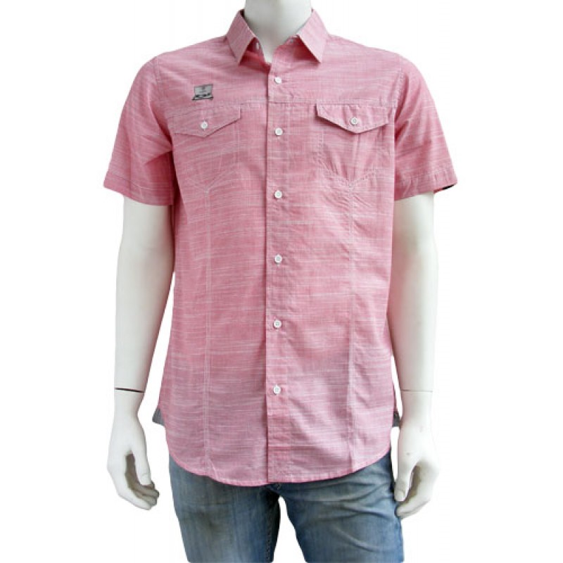 short sleeve red button up shirt