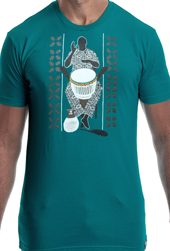 Estilo Clothing™ African Soul Dejembe Player T-shirt, Teal