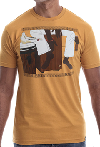 Estilo Clothing™ Cajon Afro Peruvian T-shirt, Antique Gold