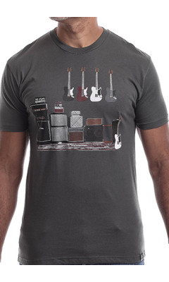 Estilo Clothing™ Amped Up Electric Bass Guitar & Amps T-shirt, Heavy Metal Gray