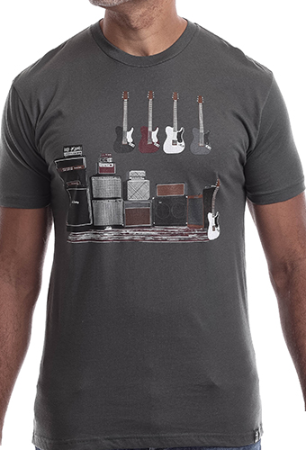 Estilo Clothing™ Amped Up Electric Bass Guitar & Amps T-shirt, Heavy Metal Gray