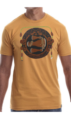 Estilo Clothing™ Bata Drums Afro Cuban T-shirt, Antique Gold