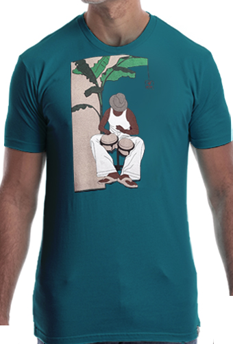 Estilo Clothing™ Bongocero Bongo Player T-shirt, Teal