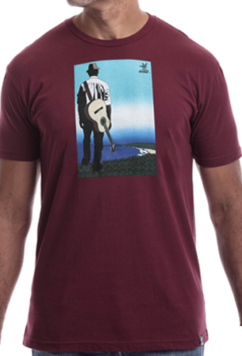 Estilo Clothing™  Buena Vista Acoustic Guitar Player T-shirt, Maroon