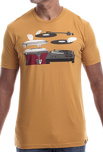 Estilo Clothing™ Cutting & Slapping Conga Turntable T-shirt, Atique Gold