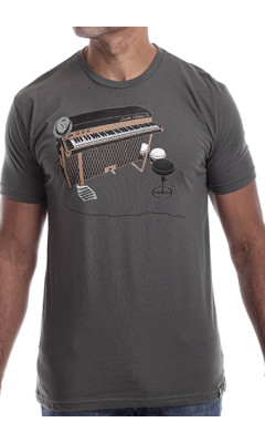 Estilo Clothing™ Esperando Montuno Fender Rhodes Piano T-shirt, Heavy Metal Gray