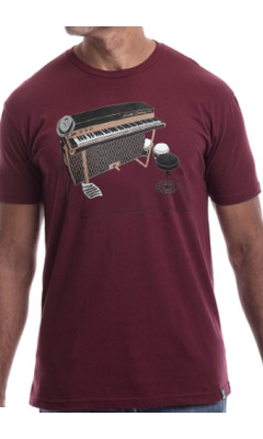 Estilo Clothing™ Esperando Montuno Fender Rhodes Piano T-shirt, Maroon