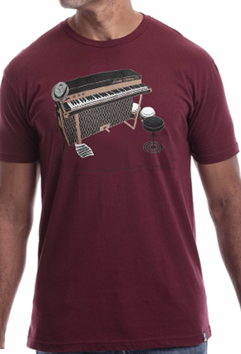 Estilo Clothing™ Esperando Montuno Fender Rhodes Piano T-shirt, Maroon