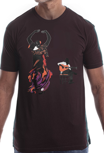 Estilo Clothing™ Flamenco Dancer & Spanish Guitar  T-shirt, Oxblood