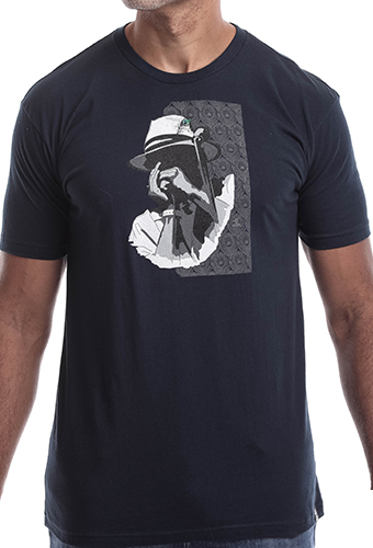Estilo Clothing™ Harmonic Blues Harmonica Player T-shirt, Midnight Navy