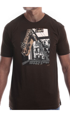 Estilo Clothing™ Inner City Saxophone T-shirt, Dark Chocolate