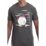 Estilo Clothing™ Drum Set & Broken Sticks T-shirt, Heavy Metal Gray