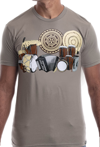 Estilo Clothing™ La Cumbia de Colombia y Panama' T-shirt, Warm Gray