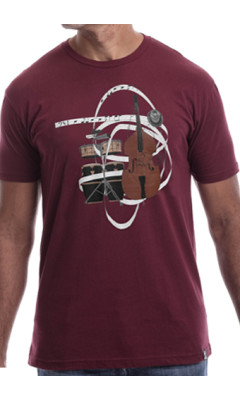 Estilo Clothing™ El Nuevo Tumbao Upright Bass, Timbales, Congas T-shirt, Maroon