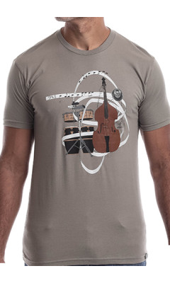 Estilo Clothing™ El Nuevo Tumbao Upright Bass, Timbales, Congas T-shirt, Warm Gray