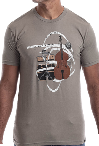 Estilo Clothing™ El Nuevo Tumbao Upright Bass, Timbales, Congas T-shirt, Warm Gray