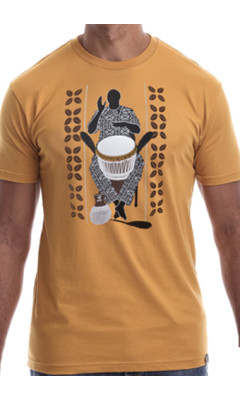 Estilo Clothing™ African Soul Dejembe Player T-shirt, Antique Gold