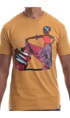 Estilo Clothing™ Afro Puerto Rican Bomba T-shirt, Antique Gold