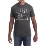 Estilo Clothing™ Amped Up Electric Bass Guitar & Amps T-shirt, Heavy Metal Gray