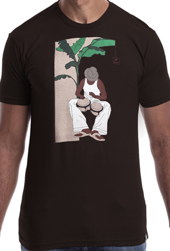 Estilo Clothing™ Bongocero Bongo Player T-shirt, Dark Chocolate