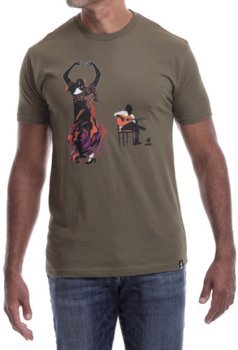 Estilo Clothing™ Flamenco Dancer & Spanish Guitar  T-shirt, Army Green