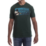 Estilo Clothing™ Havana Blues, Trumpet Player Havana, Cuba Skyline T-shirt, Forest Green