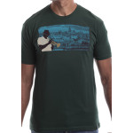 Estilo Clothing™ Havana Blues, Trumpet Player Havana, Cuba Skyline T-shirt, Forest Green