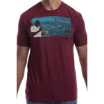 Estilo Clothing™ Havana Blues, Trumpet Player Havana, Cuba Skyline T-shirt, Maroon