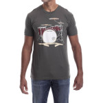 Estilo Clothing™ Drum Set & Broken Sticks T-shirt, Heavy Metal Gray
