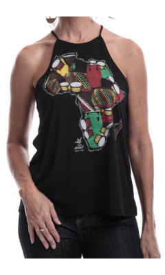 Estilo Clothing™ One Drum Africa/Drum High Neck Halter Blouse