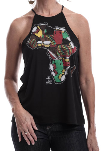 Estilo Clothing™ One Drum Africa/Drum High Neck Halter Blouse