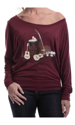Estilo Clothing™ Acoustics Bass, Guitar, Trumpet & Percussion Off the Shoulder Long Sleeve