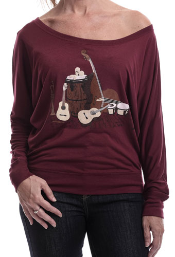 Estilo Clothing™ Acoustics Bass, Guitar, Trumpet & Percussion Off the Shoulder Long Sleeve