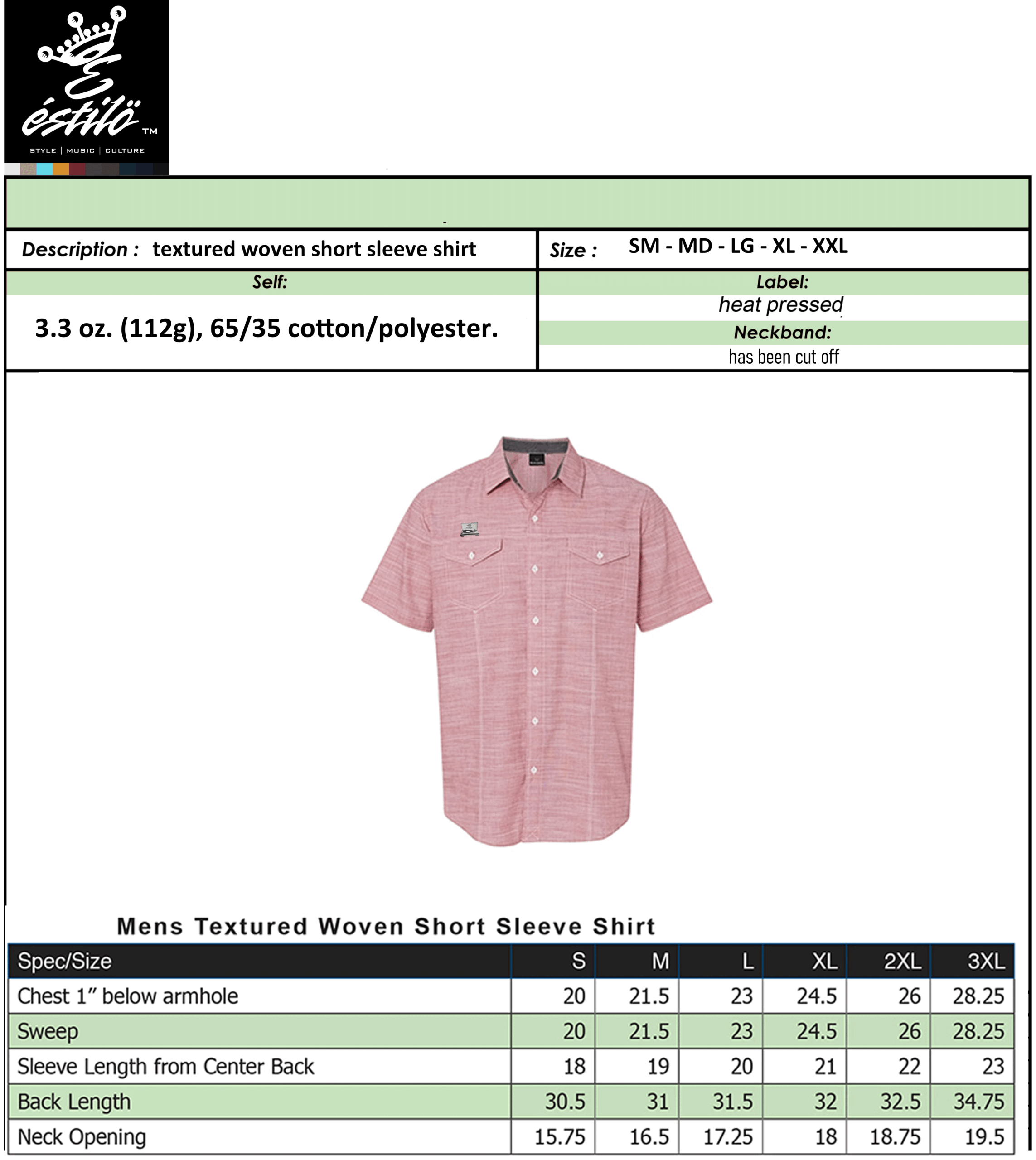 Product Size Chart