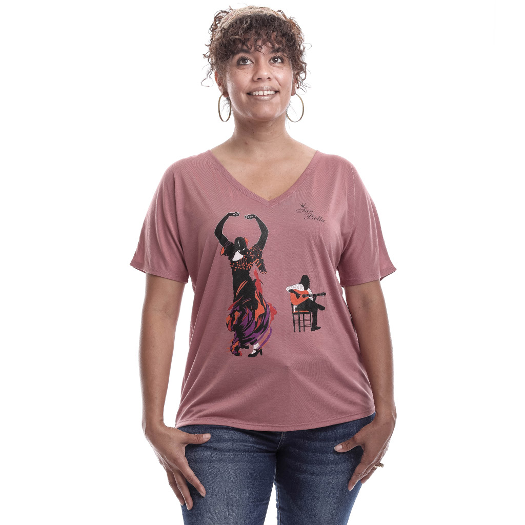 Flamenco Dancer & Spanish Guitar Flowy V Neck