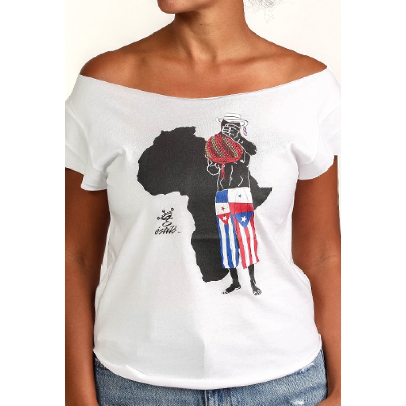 Afro Latino Cut Boat Neck T-shirt
