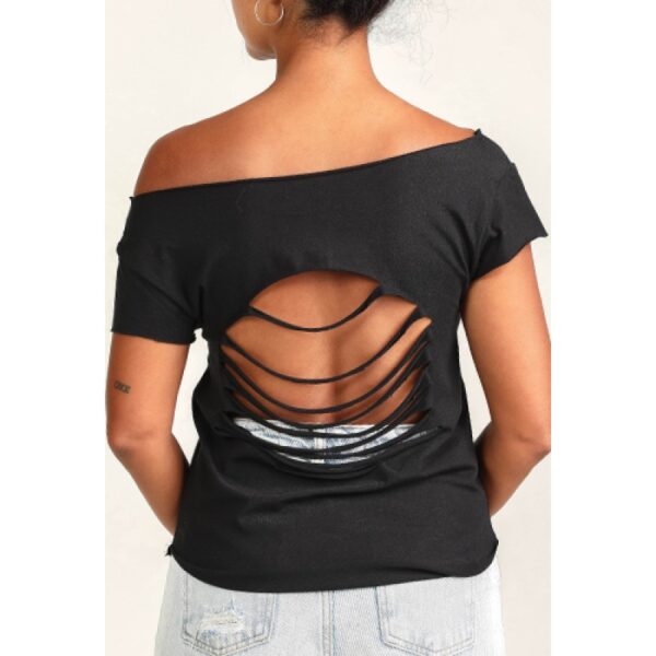 One Drum Africa/Drum Cut Boat Neck T-shirt, Black