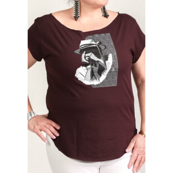 Harmonic Blues Harmonica Player Cut Boat Neck T-shirt