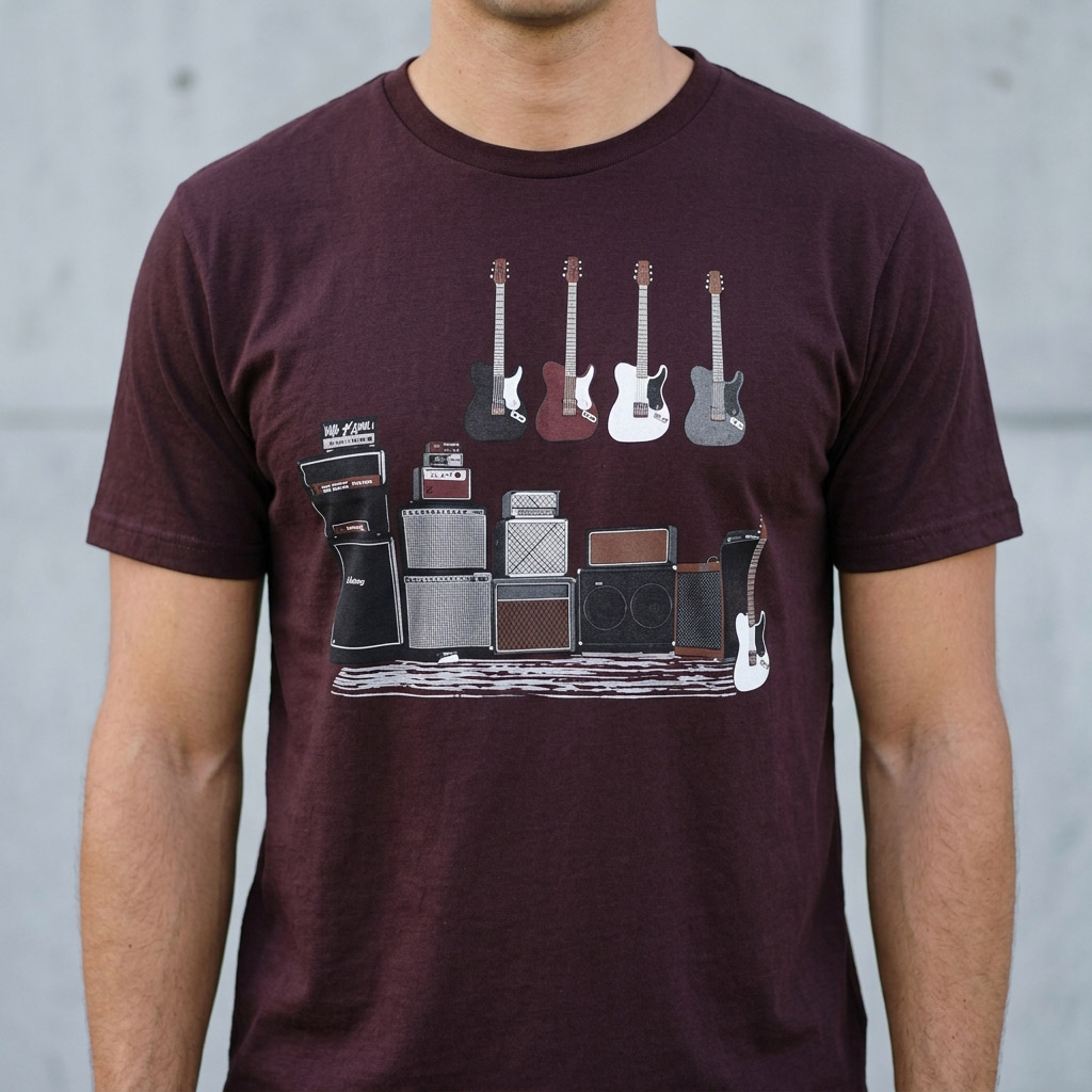Amped Up Electric Bass Guitar & Amps T-shirt - Image 4