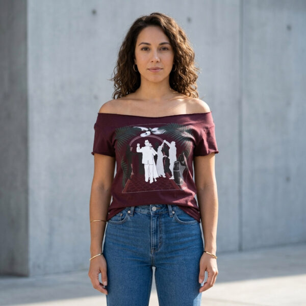 Art Deco Cuban Cafe Cut Boat Neck T-shirt