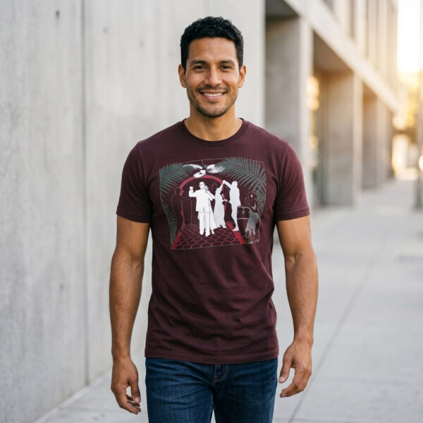 Art Deco Cuban Cafe T-shirt, Oxblood