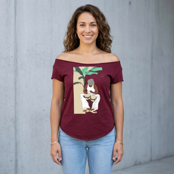 Bongocero Bongo Player Cut Boat Neck T-shirt