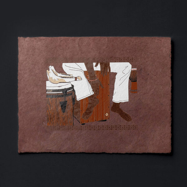 Cajon Afro Peruvian Art Print on Paper, Plum