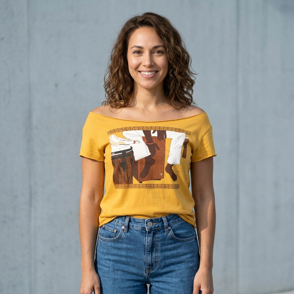 Cajon Afro Peruvian Cut Boat Neck T-shirt