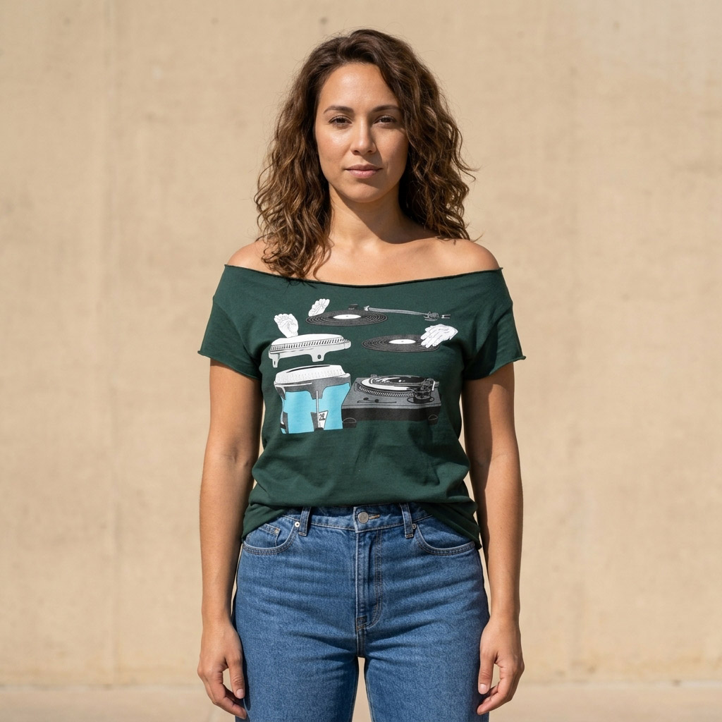Cutting & Slapping Conga Turntable Cut Boat Neck T-shirt - Image 5