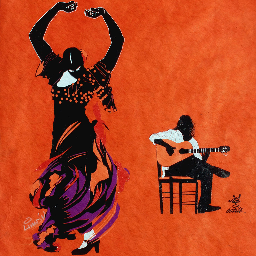 Flamenco Dancer & Spanish Guitar Art Print on Paper - Image 4