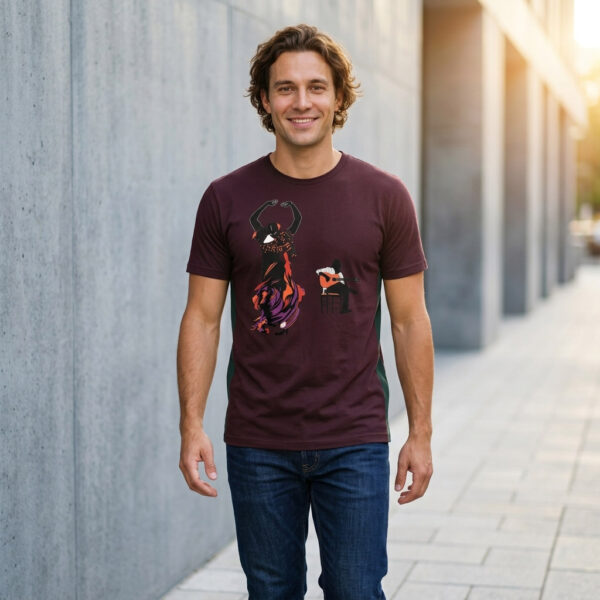 Flamenco Dancer & Spanish Guitar  T-shirt, Oxblood
